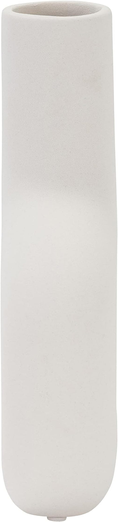 Sagebrook Home Modern Stoneware Vase - Decorative Dolomite Flower Holder - Minimalist Home & Office Accent - Stylish Tabletop Centerpiece for Living Room, Bedroom & Desk Decor - 8" White