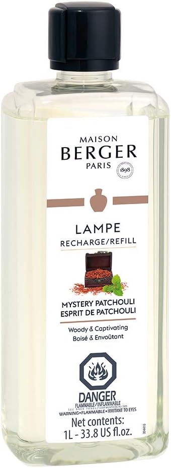 MAISON BERGER - Mystery Patchouli - AIr Freshener - Lampe Berger Fragrance Refill for Home Fragrance Oil Diffuser - 33.8 Fluid Ounces - 1 Liter