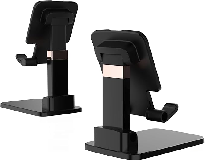 Desk Phone Stand, Heavy Duty Foldable Aluminum Mobile Holder with Rotating Base, Stable Anti-Slip Phone Stand Compatible with iPhone 17 16 15 14 13 Pro Max, Samsung Galaxy & All Smartphones