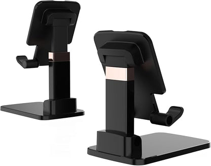 Desk Phone Stand, Heavy Duty Foldable Aluminum Mobile Holder with Rotating Base, Stable Anti-Slip Phone Stand Compatible with iPhone 17 16 15 14 13 Pro Max, Samsung Galaxy & All Smartphones