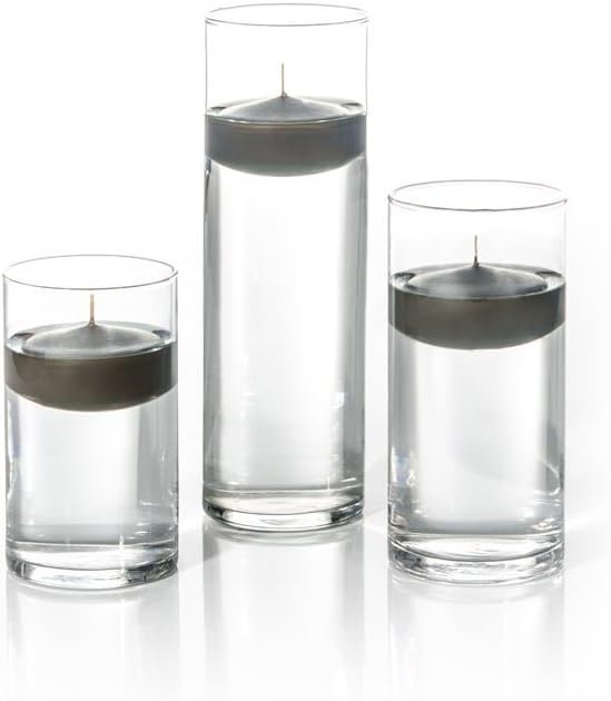 yummi Set of 18 Floating Candles and Cylinder Vases - Olive