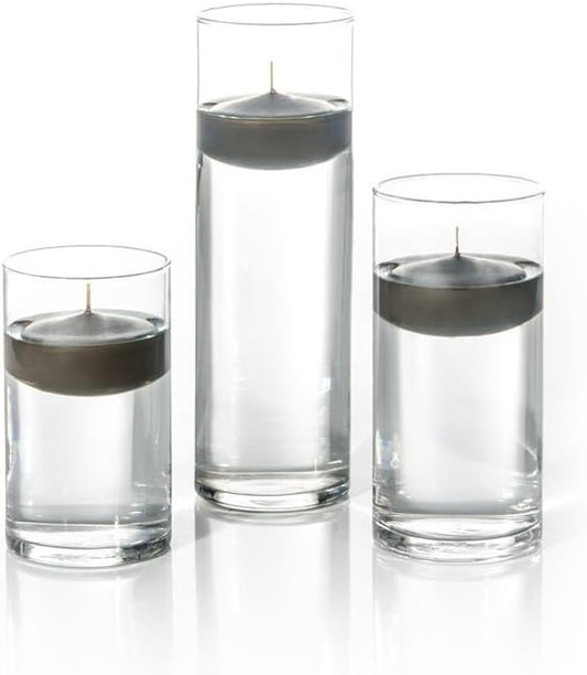 yummi Set of 18 Floating Candles and Cylinder Vases - Olive