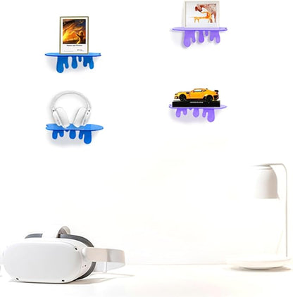 SetGame 2-Pack Acrylic Small Wall Shelves - 7 Inch Floating Shelf for Walls, Home Wall Display Ledges for Storage, Room Décor, Small Album & Items Organizer Display