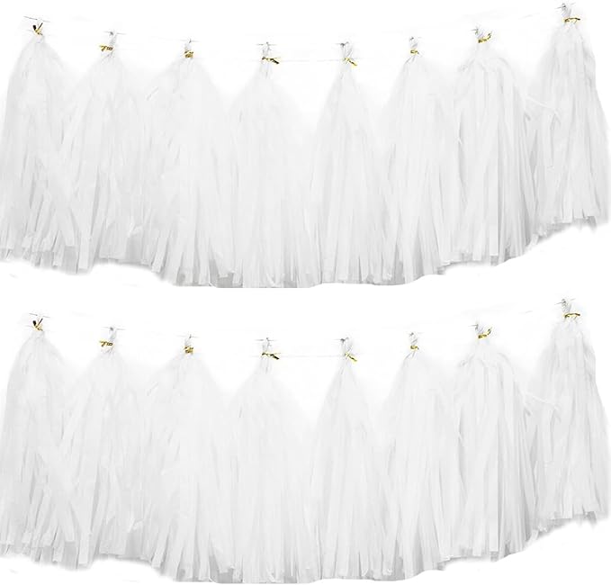 30pcs Paper Tassels Garland Banner Tissue Paper Tassel DIY Hanging Paper Decorations Party Tassel Garland Decor Baby Shower Nursery Wedding Festival Baby Shower Decoration(30, White)