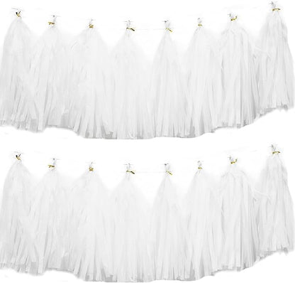 30pcs Paper Tassels Garland Banner Tissue Paper Tassel DIY Hanging Paper Decorations Party Tassel Garland Decor Baby Shower Nursery Wedding Festival Baby Shower Decoration(30, White)
