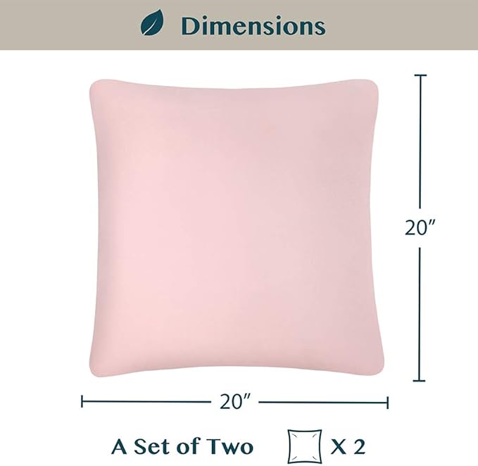 PAVILIA Light Pink Throw Pillow Covers 20x20 Set of 2, Decorative Pillow Cases for Bed Sofa Couch, Boho Aesthetic Accent Decor Cushion Bedroom Living Room, Velvet Square Euro Sham Covers, Blush Pink