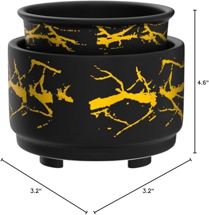 PALANCHY Wax Melt Warmer Ceramic 3-in-1 Oil Burner Electric Candle Wax Warmer Burner Melter Fragrance Warmer for Scented Waxs Home Office Bedroom Aromatherapy Gift& Decor (Black Gold)