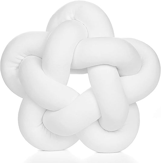 Star Shaped Knotted Pillow Soft Plush Throw Pillow Nordic Style Knot Room Decor for Home Office Sofa Couch Bed (White 12.59 in)