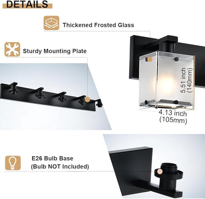Bathroom Vanity Light Fixture, 6-Lights Modern Vanity Lighting Over Mirror with Frosted Glass Shades, Wall Mount Lamp for Bath Living Room, E26 Bulb Base