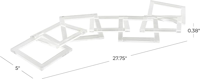 Deco 79 Acrylic Plastic Chain Decorative Sculpture Square 7 Link Home Decor Statue, Accent Figurine 28" x 0" x 5", Clear