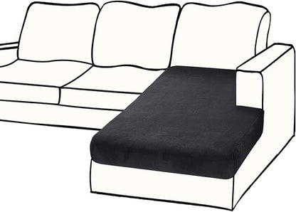 Couch Cover 1 Piece Chaise Lounge Cover Velvet Sectional Couch Cushion Cover Separate L Shape Sofa Slipcovers Furniture Protector for Dogs Pets (Chaise or Sofa 3-Seater, Black)