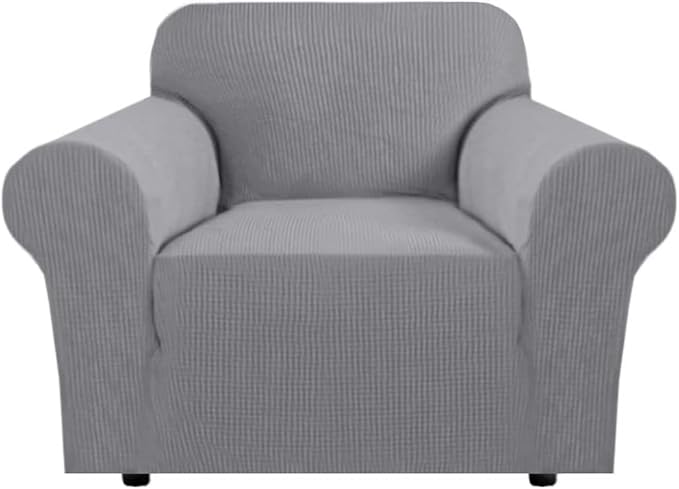 H.VERSAILTEX High Stretch Armchair Cover 1-Piece Rich Jacquard Chair Covers for for Kids Living Room Spandex Fabric Sofa Couch Cover for Dogs Machine Washable (Armchair 31"-40" Dove)