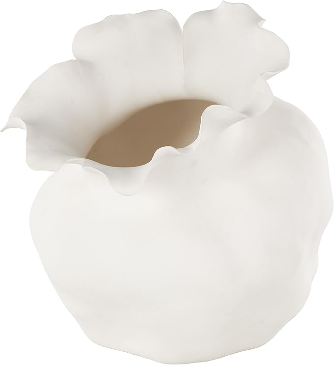 Deco 79 Ceramic Abstract Decorative Vase Floral Inspired Centerpiece Vase, Flower Vase for Home Decoration 11" x 11" x 13", White
