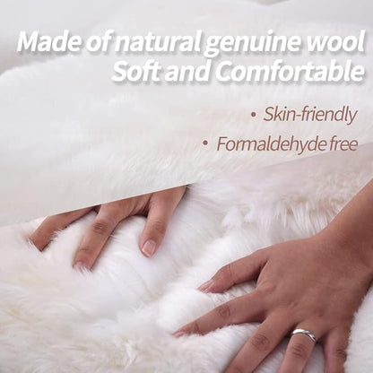 Premium Genuine Fur Sheepskin Rug Real Australia Sheepskin Natural Luxury Fluffy Lambskin Fur Area Rug Seat Covers for Kids Bedroom Sofa Chair Cover (Dark Aquamarine, Single Pelt/2ft x 3ft)