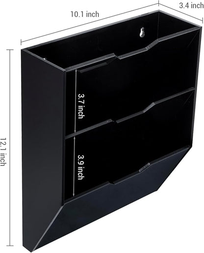 MyGift Wall Mounted 3 Tier Black Acrylic Letter Rack Mail Organizer, Office and Entryway Bills Postcards Brochure Holder Vertical Storage Rack