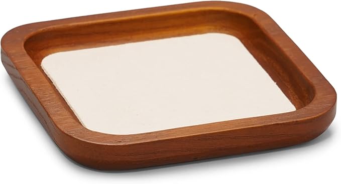 Oirlv Solid Wood Jewelry Display Tray Small Jewelry Tray Rings Earrings Bracelets Necklace Holder Organizer(Small, Creamy-white)