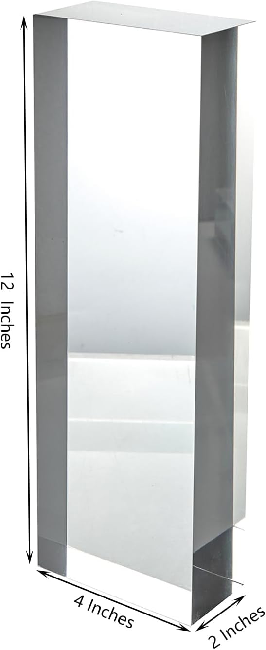 CiaoHER 2in Thickness Solid Acrylic Cube Display Block Clear Polished Pedestal Stand Riser Solid Base 2" x 4" x 12", 1 Pack