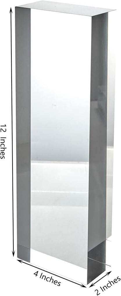 CiaoHER 2in Thickness Solid Acrylic Cube Display Block Clear Polished Pedestal Stand Riser Solid Base 2" x 4" x 12", 1 Pack