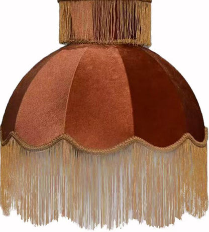 Velvet Shade with Tassel, Caramel, Handmade Dome Design for Floor Lamp and Table Lamp (1, Caramel, Small)