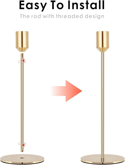 Gold Candle Holders Candlestick Holder for Taper Candles, Set of 6 Pcs Decorations Candle Stick Long Holder for Table Centerpieces, Wedding, Dinning, Anniversary, Party(Candles not Include)