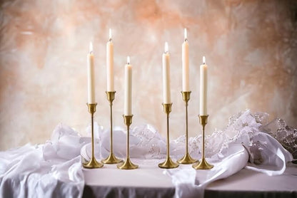 Gold Candlestick Holders Set of 6 – Elegant Metal Taper Candle Holders for Table Centerpieces, Weddings, Home Decor – Modern Gold Candle Stands for Dining Room, Parties