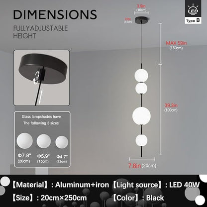 LED Kitchen Lighting, Kitchen Island Pendant Light, Black Head Bedside Chandeliers, Cylindrical Modern Pendant Ceiling Light Fixture for Foyer Dining Room Xuang Bedroom Living Room