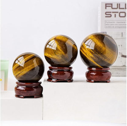 Natural Tiger's Eye Healing Crystal Gemstone Sphere Ball for Reiki Balancing Meditation Energy Home and Office Decoration (5.5-6cm, Tiger's Eye)