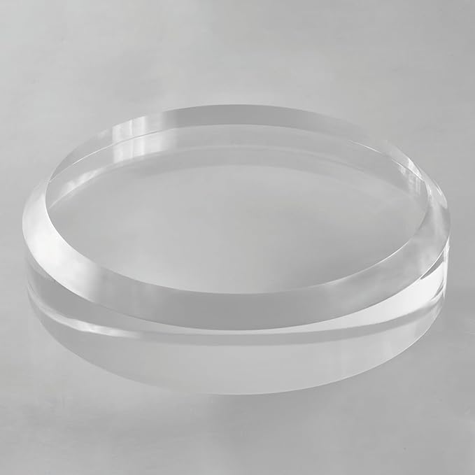 CiaoHER 2in Thickness Acrylic Disc Display Block Clear Polished Round Pedestal Stand Riser (7'' x 2'')