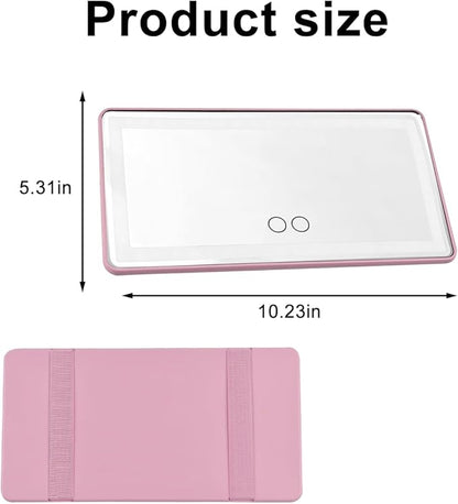 LED Car Sun Visor Vanity Mirror, Dimmable Rechargeable Vehicle Touch Screen Cosmetic Mirror with 3 Light Modes & 60LEDs, Auto Interior Rear View Makeup Accessories, Universal Fit (Pink/LED)