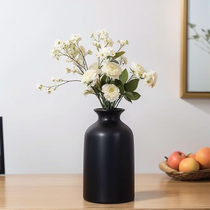 Black Bud Vases Set of 12 - Mini Black Ceramic Vase for Flowers, Small Modern Bud Vase for Table Decor, Boho Centerpiece for Home Decor, Centerpieces in Bulk for Wedding, Table, Party Decor