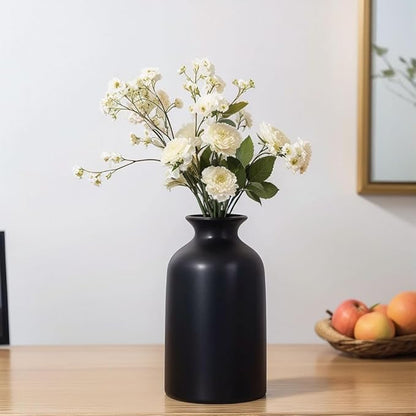 Black Bud Vases Set of 12 - Mini Black Ceramic Vase for Flowers, Small Modern Bud Vase for Table Decor, Boho Centerpiece for Home Decor, Centerpieces in Bulk for Wedding, Table, Party Decor
