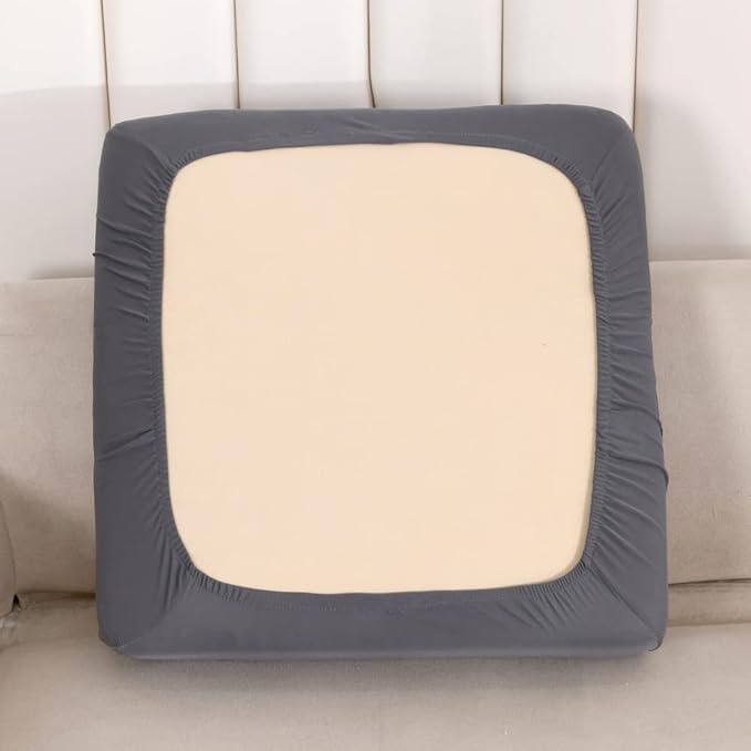 HOOBUY Waterproof Couch Cushion Cover 2Pieces Stretch Sofa Slipcovers Furniture Protector with Elastic Suitable for Loveseat,2 Seater Sofa (2, Grey)