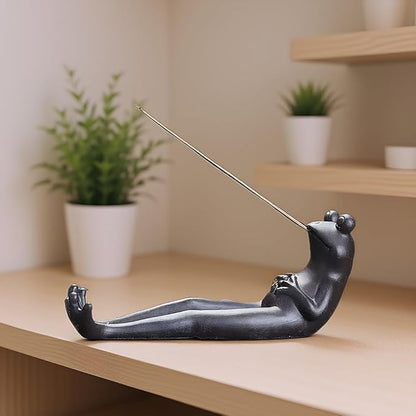 Frog Incense Burner & Holder, Ceramic Ash Catcher Tray | Decorative Aromatherapy Stick Holder for Yoga, Meditation, and Home Decor, Ideal for Living Room, Office, or Garden Spaces