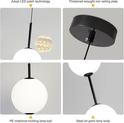 LED Kitchen Lighting, Kitchen Island Pendant Light, Black Head Bedside Chandeliers, Cylindrical Modern Pendant Ceiling Light Fixture for Foyer Dining Room Xuang Bedroom Living Room