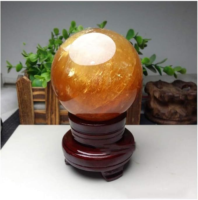 Natural Yellow Healing Crystal Gemstone Sphere Ball for Reiki Balancing Meditation Energy Home and Office Decoration (8cm, Yellow Crystal)