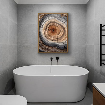 IBHJSART Framed Tree Ring Canvas Wall Art Vintage Colorful Wood Stump Painting Prints Modern Minimalist Pictures Neutral Nature Rustic Farmhouse Decor Living Room Bedroom Bathroom Office