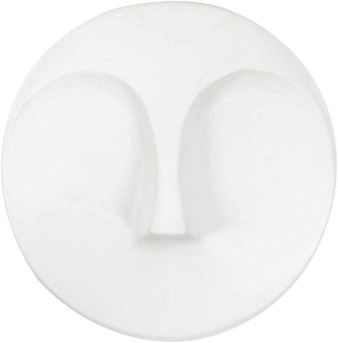 Howard Elliott Ceramic Round Decorative Face Hanging Wall Decor Sculpture, White Matte Glazed Finish Wall Vase Decor for Living Room, Bedroom, Hallway & Entryway, 10 x 10 Inch