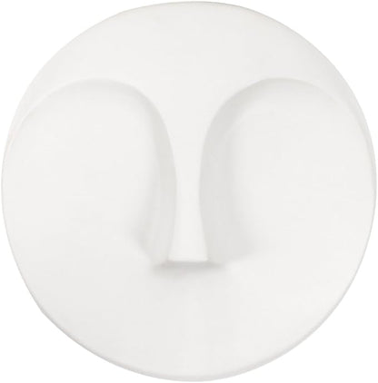 Howard Elliott Ceramic Round Decorative Face Hanging Wall Decor Sculpture, White Matte Glazed Finish Wall Vase Decor for Living Room, Bedroom, Hallway & Entryway, 10 x 10 Inch