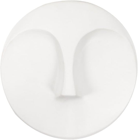 Howard Elliott Ceramic Round Decorative Face Hanging Wall Decor Sculpture, White Matte Glazed Finish Wall Vase Decor for Living Room, Bedroom, Hallway & Entryway, 10 x 10 Inch