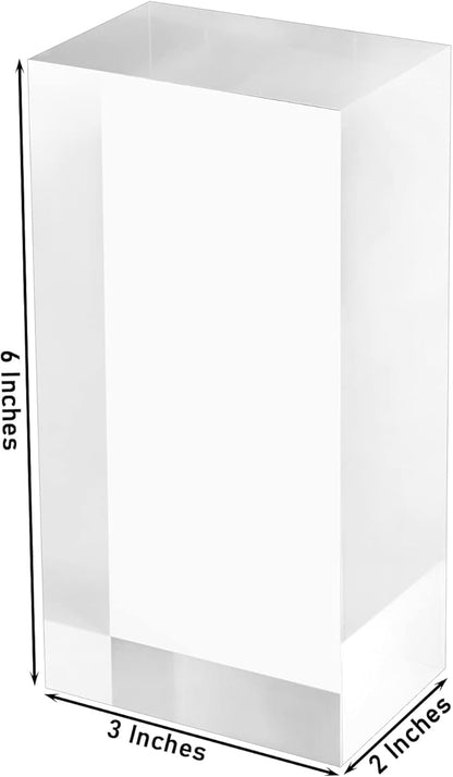 CiaoHER 2in Thickness Solid Acrylic Cube Display Block Clear Polished Pedestal Stand Riser Solid Base 2" x 3" x 6", 1 Pack