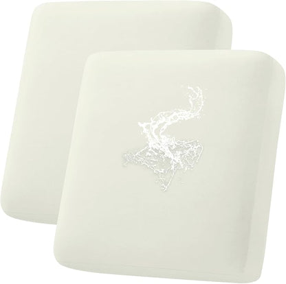 hyha Waterproof Couch Cushion Covers, Stretch Sofa Couch Seat Slipcover for Dog Washable, Non-Slip Waterproof Outdoor Cushion Covers for Patio Furniture Replacement (2 Pieces, Beige)