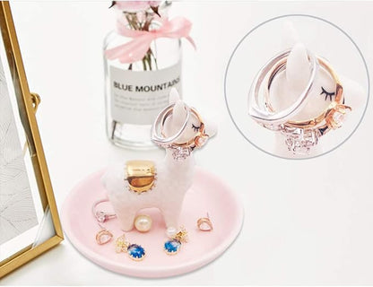 ROSA&ROSE Cat Ring Holder Trinket Tray Ceramic Jewelry Dish Porcelain Ring Organizer Gift for Women, Girlfriend or Valentine's Day (Multi)