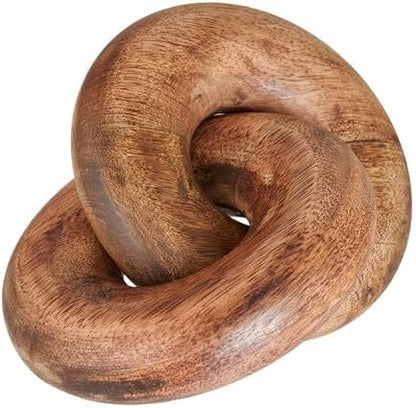 Housewarming Gifts Table Decor 2 Knot Coffee Table Decor Home Console Decor Items Book Shelf Decor Accents Living Room Wood Knot Decor Chain Link Wedding, (Burnt Wood)