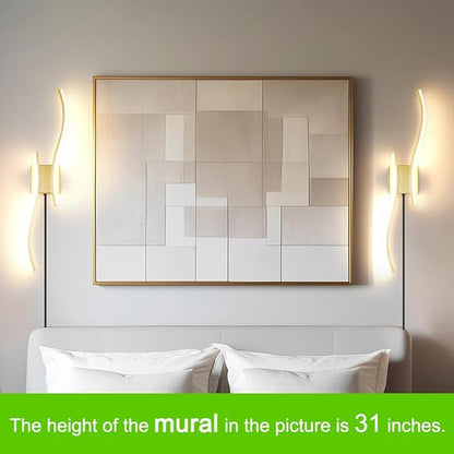 Modern Plug in Wall Sconce Set of 2, Gold Dimmable LED Wall Light with Remote Control, 3CCT Adjustable & Memory Function, Timer, Plug in Cord Wall Lamp for TV Wall Living Room Hallway Bedroom