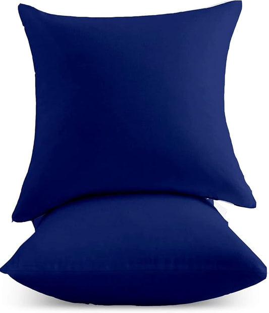 Upgrade Your Bedding Experience with The Made of 100% Cotton Euro Shams 2 Pack Cushion Cover 32"x 32" Size fits Decorative Cover. Envelope Closure Navy Blue