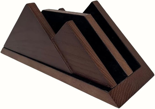 Dual Laptop Holder Vertical Stand 2 Slots Wooden - Dark Brown (Walnut Color) - Vertical Holder for Desk, MacBook Pro & Air, Desktop Organizer Made of Natural Wood, Adjustable Stand for Notebooks