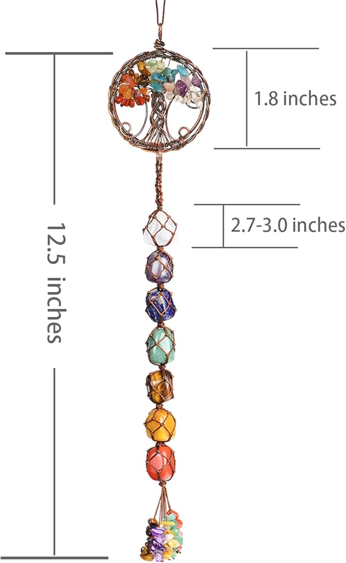 Anjiucc Handmade Crystal Window Car Hanging Ornaments 7 Chakra Home Ornament Yoga Meditation Car Decoration（A-Style 11）