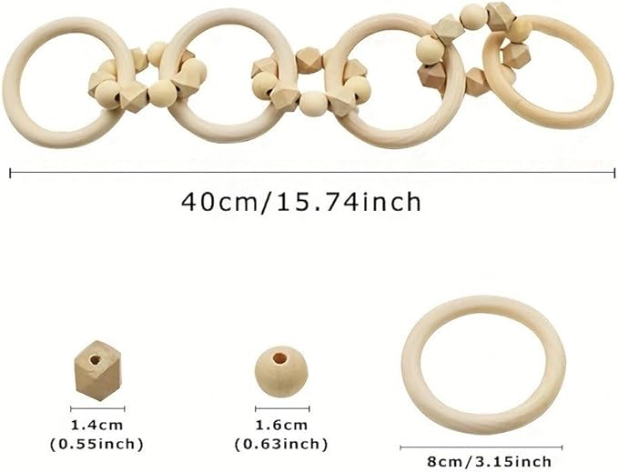 Wood Chain Link Decor, Wooden Chain Craft 4-Link Modern Coffee Table Decor Ornament for Living Room Bookshelf Party Desk Home