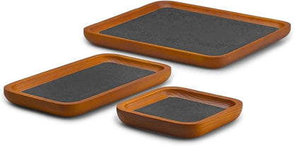 Solid Wood Jewelry Display Flat Tray for Rings Earrings Necklace Bracelet, Jewelry Photograph Display(Grey,M)