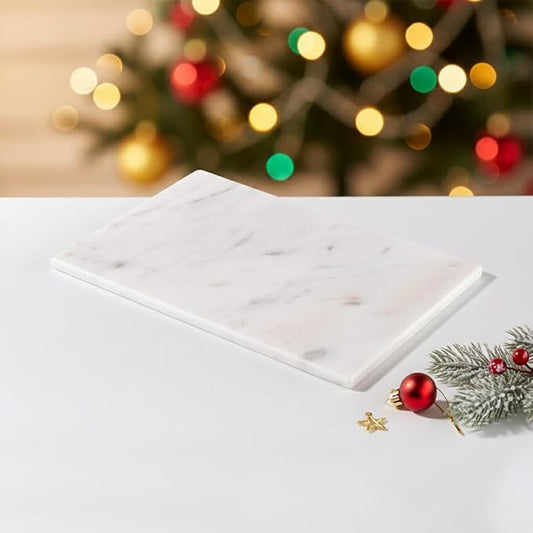 Handcrafted Marble Tray – Bathroom Counter Organizer, Jewelry Tray, Perfume Organizer & Decorative Tray for Vanity Accessories, Coffee Table Decor & Bathroom Countertop (Rectangular, Mugla White)